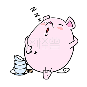 图怪兽原创元素卡通老鼠吃饱睡一觉表情包