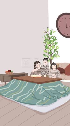 图怪兽原创元素旅游插画元素一家三口其乐融融的场景