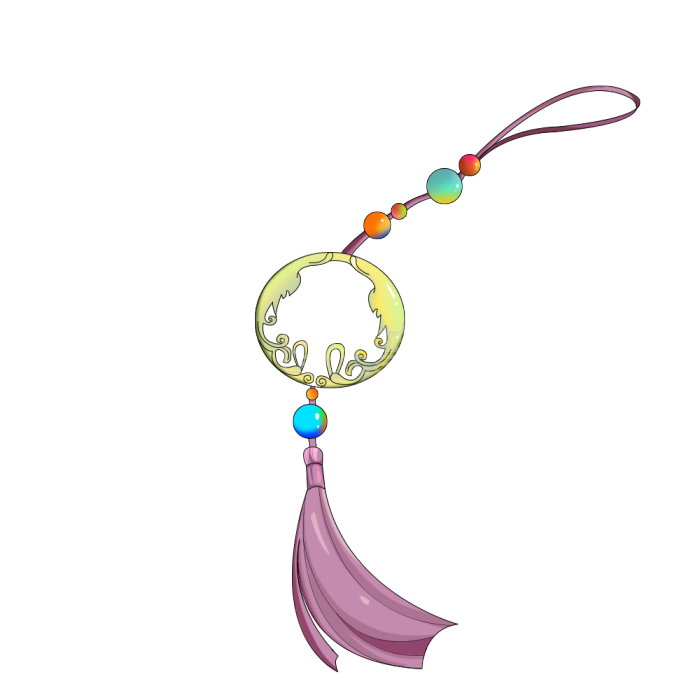 图怪兽原创元素手绘古风元素玉佩插画元素