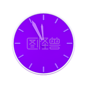 图怪兽原创元素c4d立体紫色简约钟表装饰