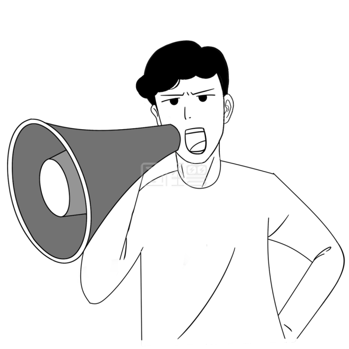 图怪兽原创元素双十二黑色星期促销拿着喇叭的人手绘元素