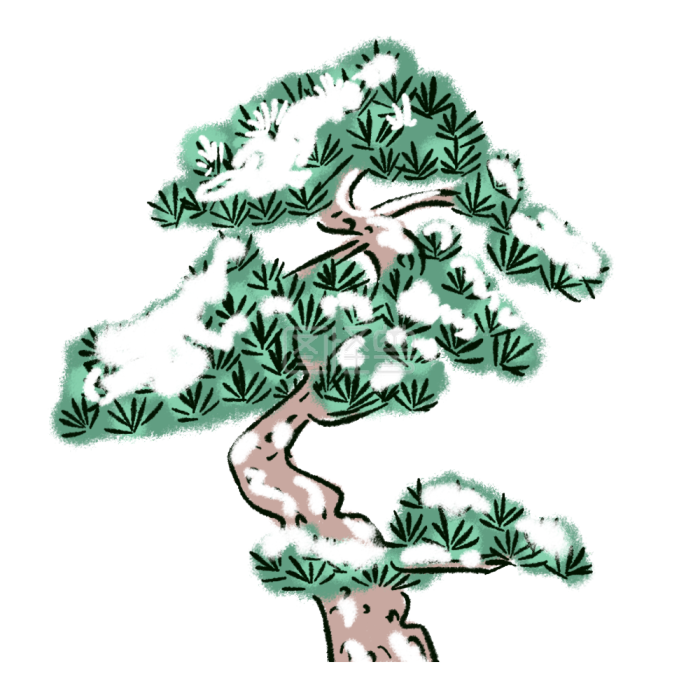 图怪兽原创元素积雪的松柏元素