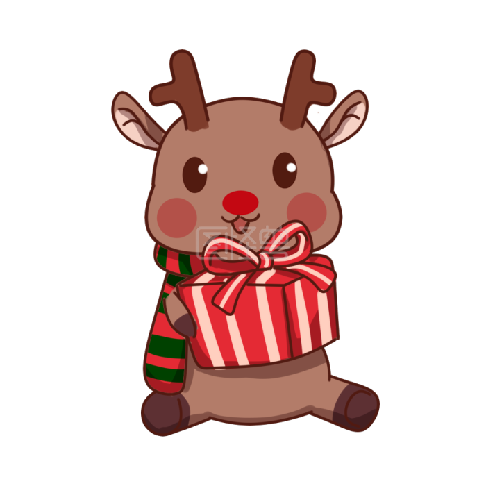 图怪兽原创元素表情包圣诞节麋鹿可爱送礼物
