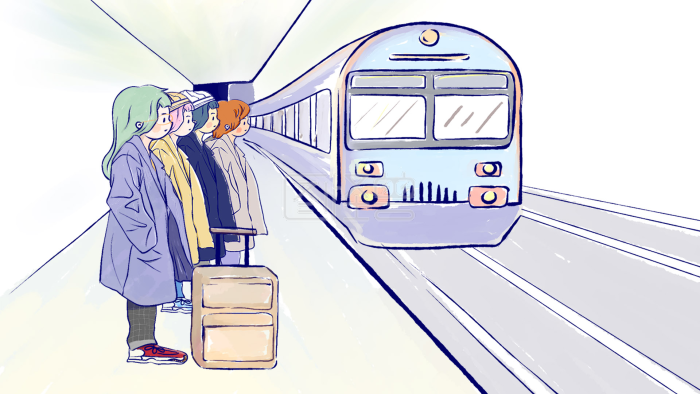 火车 等 行李 旅游 朋友