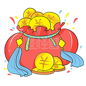 图怪兽原创元素简笔画金币福包元素