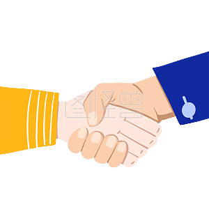 图怪兽原创元素卡通手绘职场男女握手插画元素背景素材图片 图怪兽