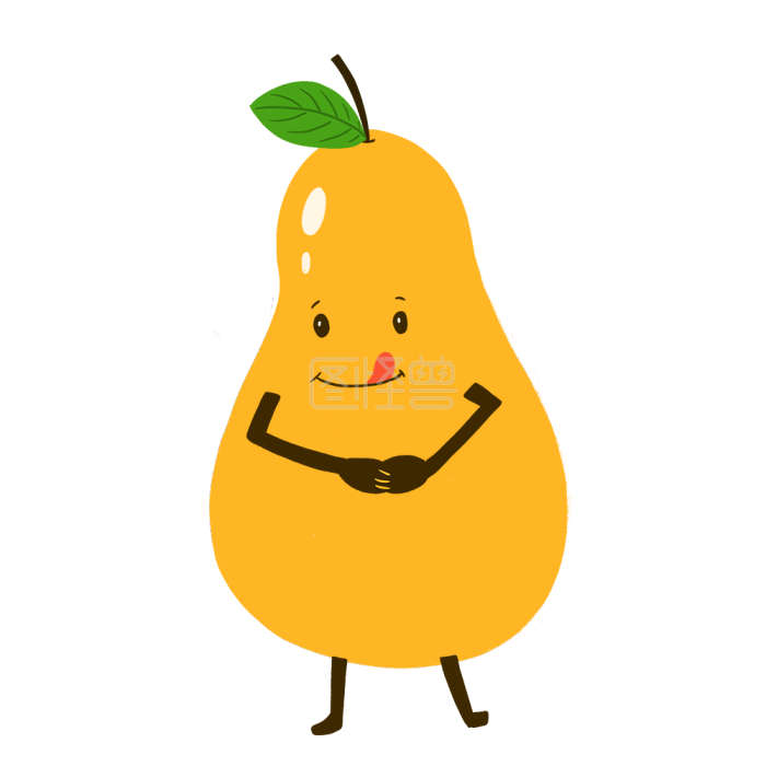 图怪兽原创元素卡通可爱嘴馋的梨表情包插画元素