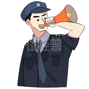 图怪兽原创元素放假通知拿喇叭的警察叔叔人物元素