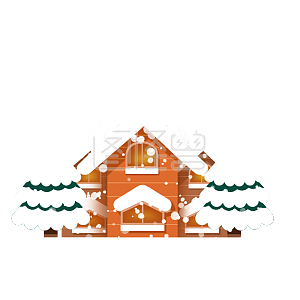 图怪兽小房子大雪中的房子雪景背景素材图片 图怪兽