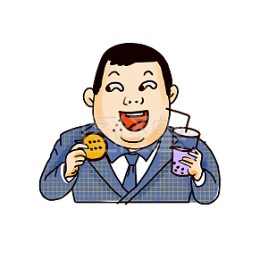 图怪兽原创元素卡通大胖男孩表情包贪吃插画元素