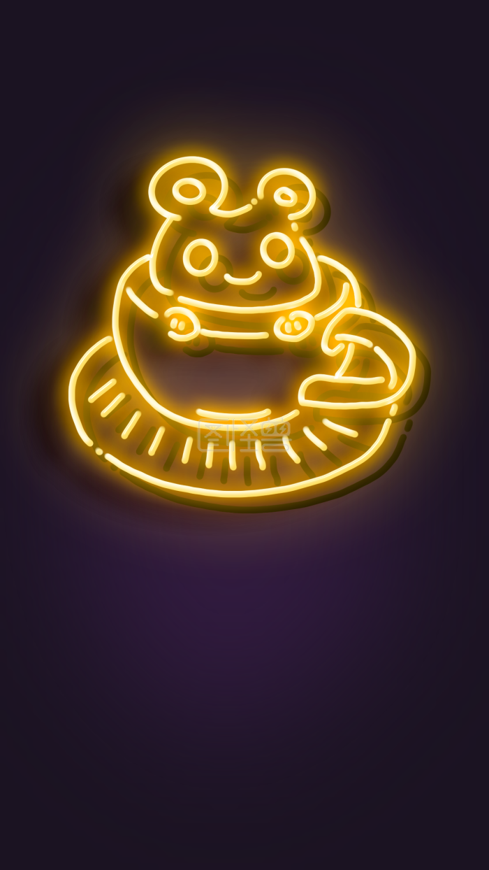 图怪兽原创元素卡通霓虹灯风咖啡海报插画元素
