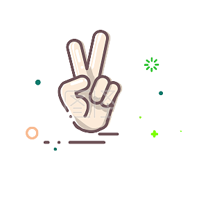 元素少女时装手绘插画详情图怪兽原创元素剪刀手拍照剪影详情"