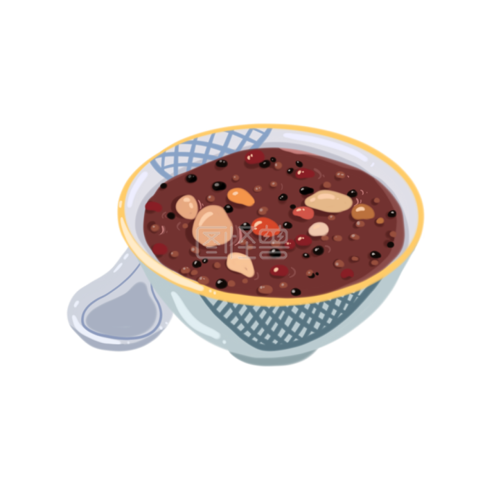 图怪兽原创元素装饰小元素插画元素美食粥腊八粥红豆粥