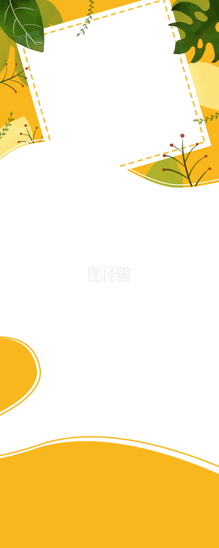 图怪兽原创元素清新手绘花草促销背景长图-背景素材图片-图怪兽