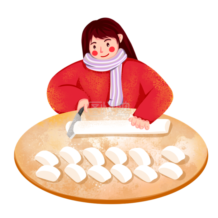 图怪兽原创元素 做馒头的女孩 馒头 卡通 手绘