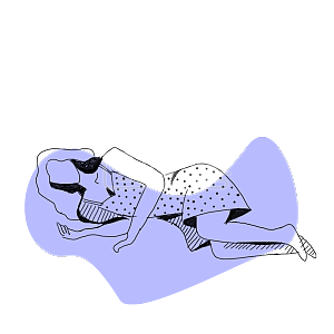 图怪兽原创元素女孩侧躺素材孟菲斯风格