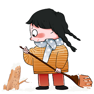 图怪兽原创元素春节扫雪忙年的小朋友卡通手绘人物元素