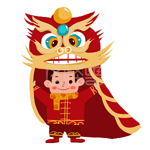 图怪兽原创元素扁平风过年舞狮