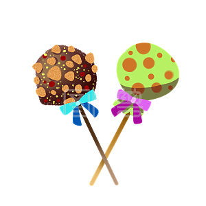 图怪兽两颗漂亮的棒棒糖好吃的糖果