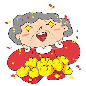 图怪兽原创元素拿金元宝的老人