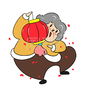 图怪兽原创元素拿灯笼的老人