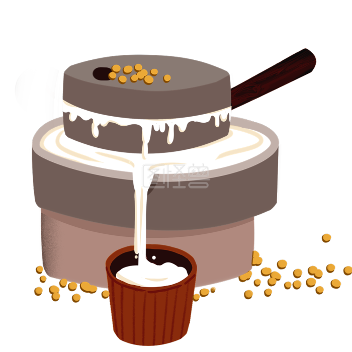 图怪兽原创元素春节做豆腐习俗腊月磨豆浆手绘元素