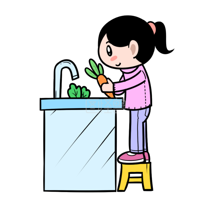 图怪兽原创元素卡通洗菜做饭过春节