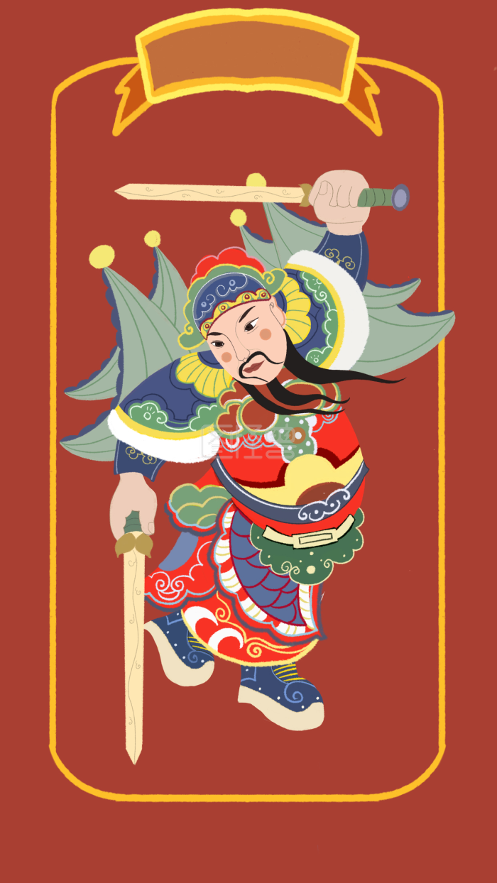 图怪兽原创素材门神过年-背景素材图片-图怪兽