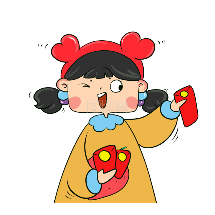图怪兽原创元素拿红包的女孩