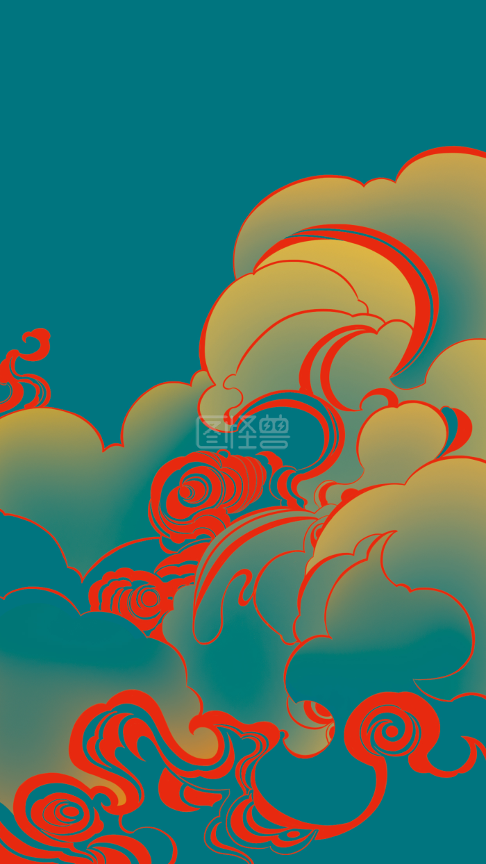 图怪兽原创元素 中国风 祥云