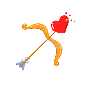 图怪兽原创元素情人节丘比特之弓箭元素插画