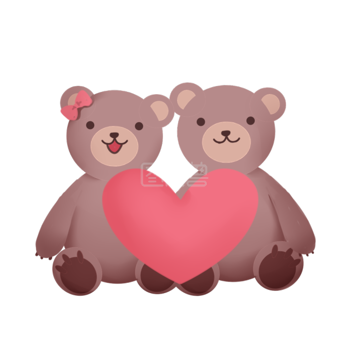 图怪兽原创元素情人节情侣小熊抱着爱心