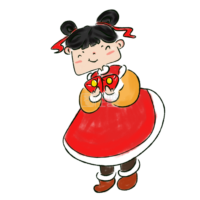 图怪兽原创元素拜年的女孩-背景素材图片-图怪兽