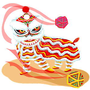 图怪兽原创元素 舞狮 节日 春节 杂技 球