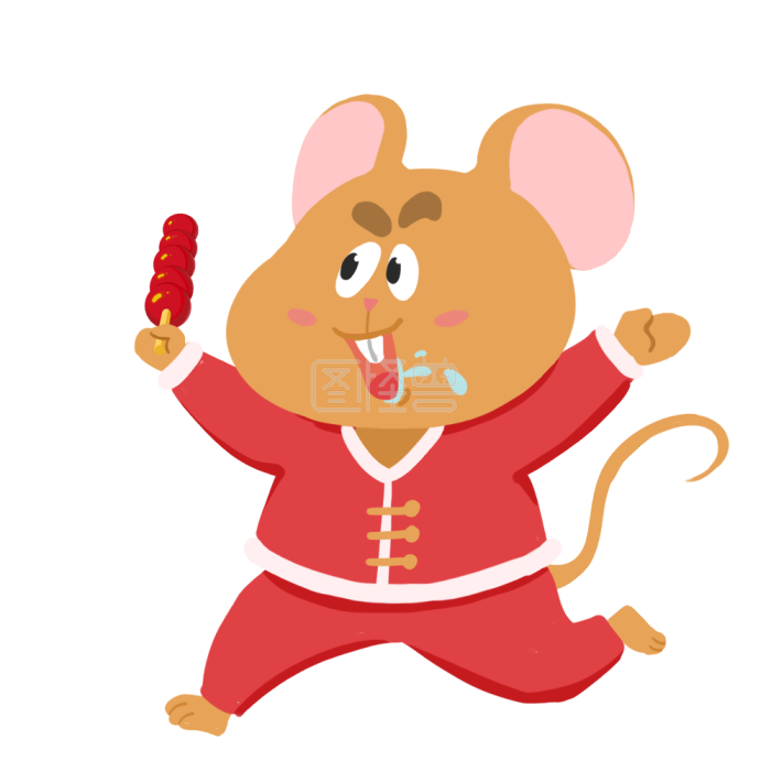 图怪兽原创元素卡通2020新年鼠年春节老鼠卡通插画-背景素材图片-图怪