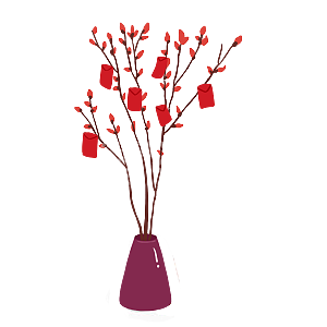 图怪兽原创元素卡通新年春节喜庆花瓶花朵红包插画