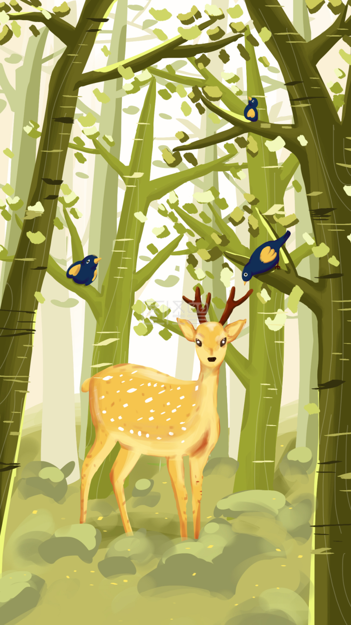 图怪兽原创元素简约风立春插画