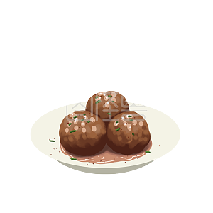 图怪兽美食小吃红烧狮子头传统食物