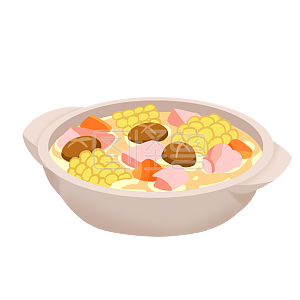 图怪兽原创元素卡通新年春节年夜饭玉米排骨汤卡通插画