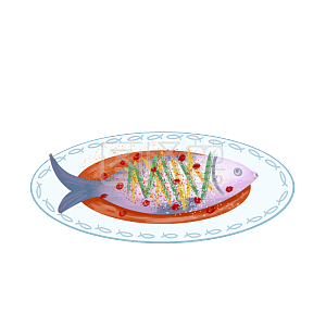 详情图怪兽美食小吃红烧鱼节日聚餐年年有鱼详情图怪兽小朋友