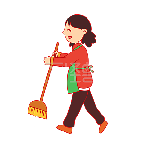 图怪兽扫地的阿姨打扫卫生