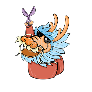 图怪兽原创元素龙抬头龙头墨镜理发剪刀炫酷可爱