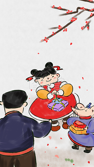 图怪兽原创元素水墨风拜年手机海报