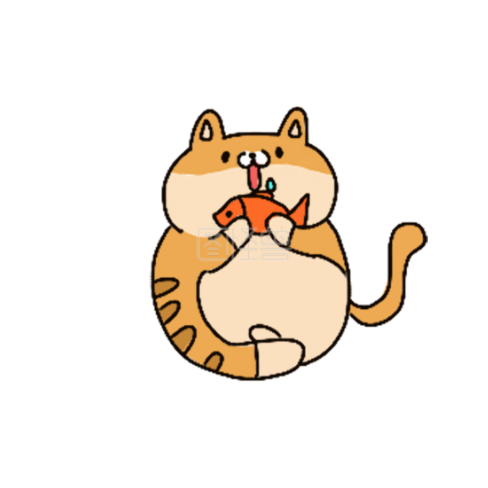图怪兽原创元素卡通风猫咪表情包我不胖插画元素