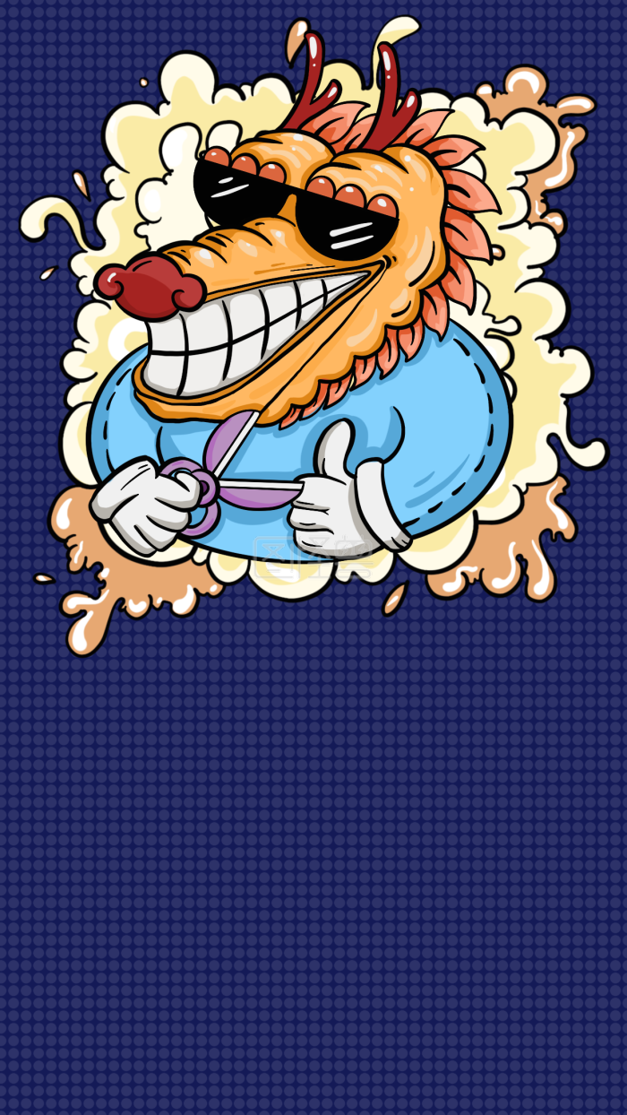 图怪兽原创元素龙抬头节气龙头可爱卡通手绘国潮