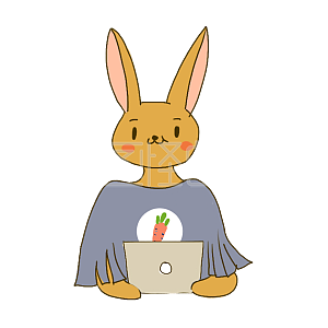 图怪兽原创元素卡通风小兔子表情包我爱上班插画元素