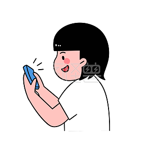 图怪兽原创元素普通的日常系列卡通简约可爱小人表情包之玩手机