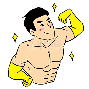 图怪兽原创元素健身教练拥有八块腹肌的男人卡通手绘