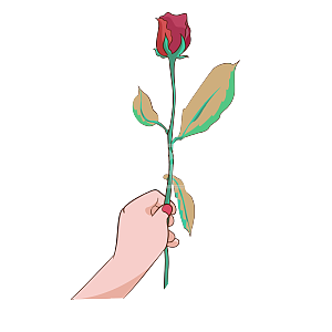 卡通手绘红色玫瑰花情人节插画元素详情图怪兽原创元素卡通手绘