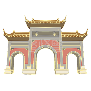 图怪兽原创元素特色建筑南京手绘门楼古风